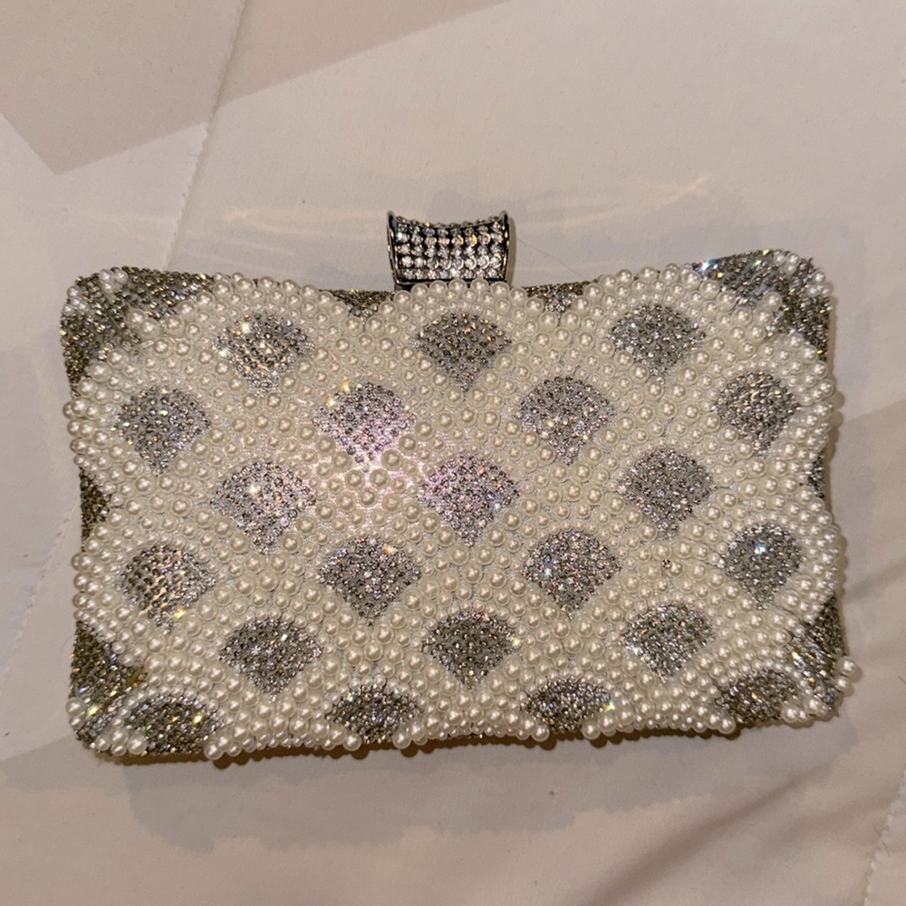 Pearl and Rhinestone Clutch Purse